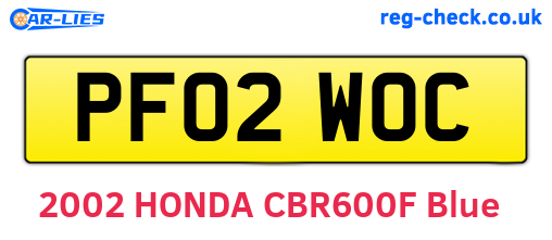 PF02WOC are the vehicle registration plates.