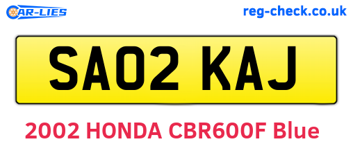 SA02KAJ are the vehicle registration plates.