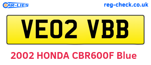 VE02VBB are the vehicle registration plates.