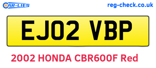 EJ02VBP are the vehicle registration plates.