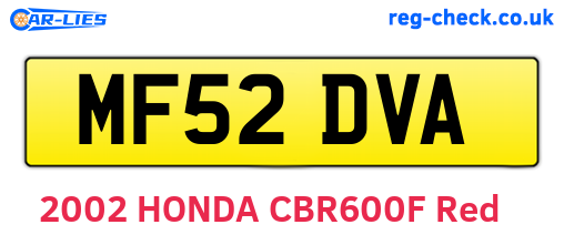 MF52DVA are the vehicle registration plates.