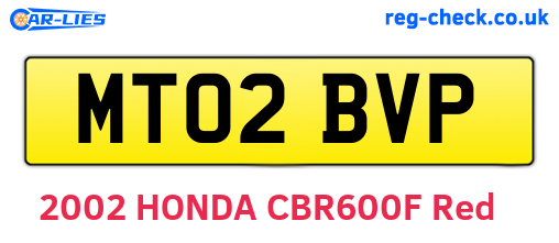 MT02BVP are the vehicle registration plates.