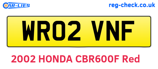 WR02VNF are the vehicle registration plates.