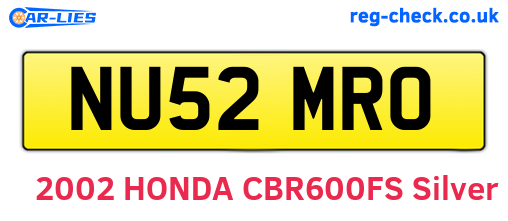 NU52MRO are the vehicle registration plates.