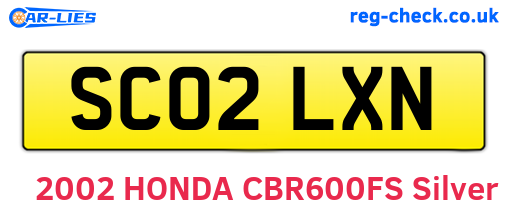 SC02LXN are the vehicle registration plates.