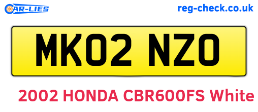 MK02NZO are the vehicle registration plates.
