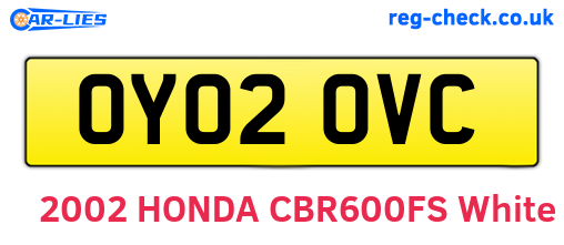 OY02OVC are the vehicle registration plates.