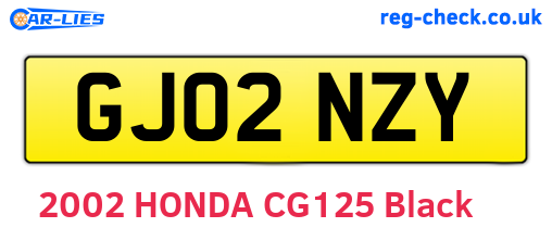 GJ02NZY are the vehicle registration plates.
