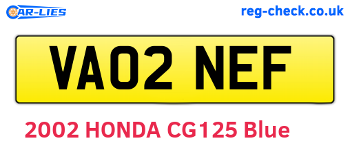 VA02NEF are the vehicle registration plates.