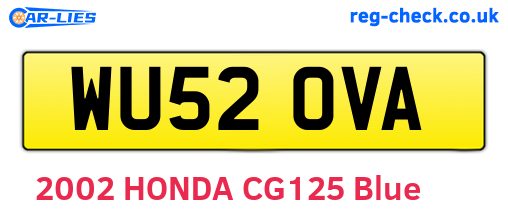 WU52OVA are the vehicle registration plates.