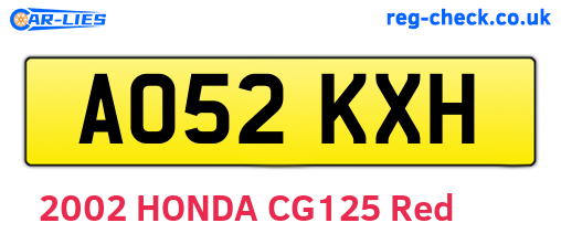 AO52KXH are the vehicle registration plates.