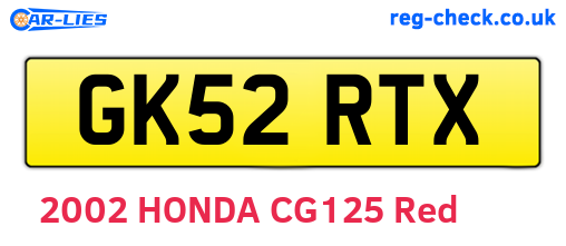 GK52RTX are the vehicle registration plates.