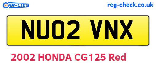 NU02VNX are the vehicle registration plates.