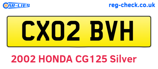 CX02BVH are the vehicle registration plates.