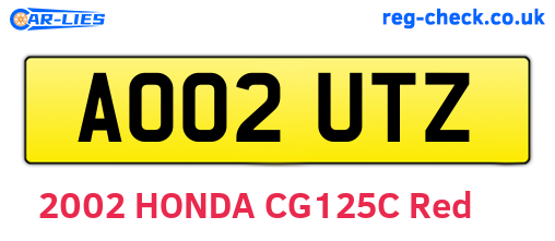 AO02UTZ are the vehicle registration plates.