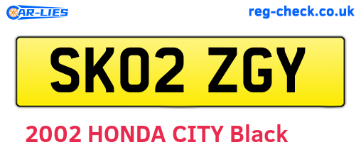SK02ZGY are the vehicle registration plates.
