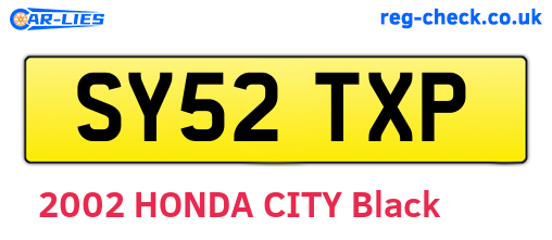 SY52TXP are the vehicle registration plates.