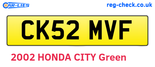 CK52MVF are the vehicle registration plates.