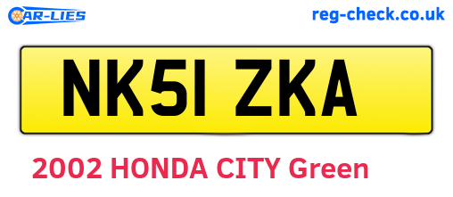 NK51ZKA are the vehicle registration plates.