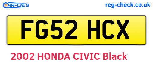 FG52HCX are the vehicle registration plates.