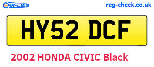 HY52DCF are the vehicle registration plates.