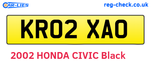 KR02XAO are the vehicle registration plates.