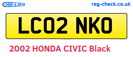 LC02NKO are the vehicle registration plates.