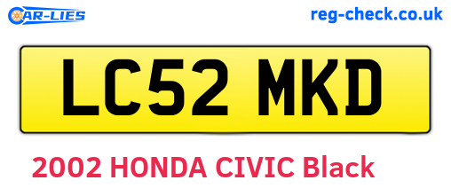 LC52MKD are the vehicle registration plates.
