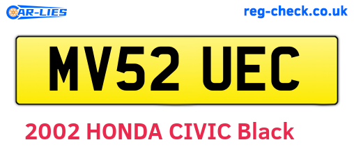MV52UEC are the vehicle registration plates.