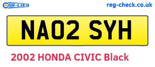 NA02SYH are the vehicle registration plates.