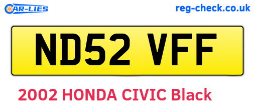 ND52VFF are the vehicle registration plates.