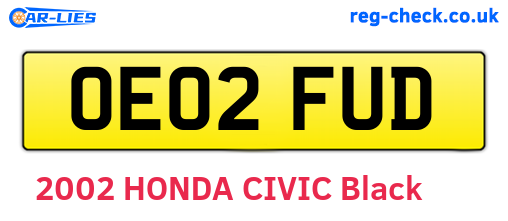 OE02FUD are the vehicle registration plates.