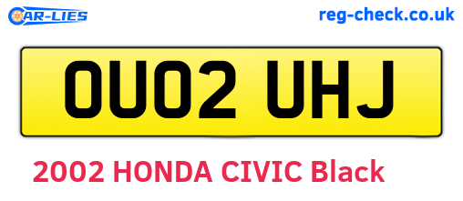 OU02UHJ are the vehicle registration plates.