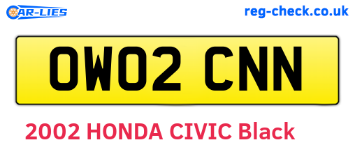 OW02CNN are the vehicle registration plates.