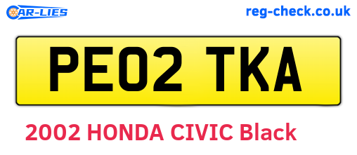 PE02TKA are the vehicle registration plates.