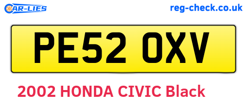 PE52OXV are the vehicle registration plates.