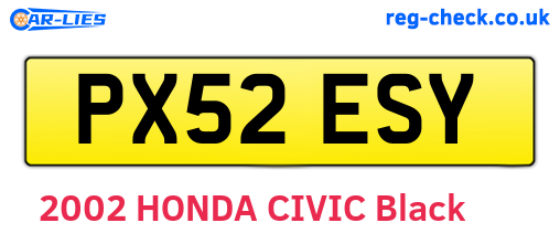 PX52ESY are the vehicle registration plates.