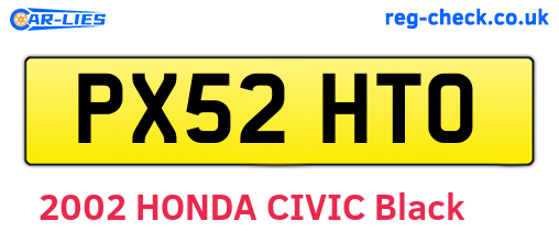 PX52HTO are the vehicle registration plates.