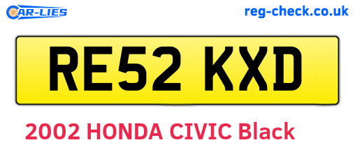 RE52KXD are the vehicle registration plates.