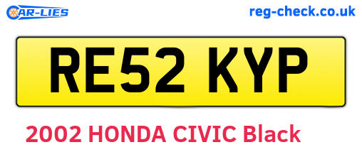 RE52KYP are the vehicle registration plates.