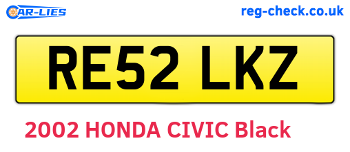 RE52LKZ are the vehicle registration plates.