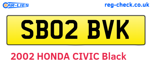 SB02BVK are the vehicle registration plates.