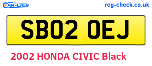 SB02OEJ are the vehicle registration plates.