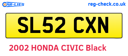 SL52CXN are the vehicle registration plates.