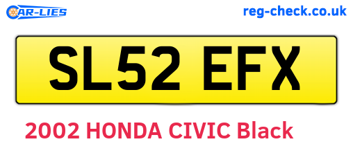 SL52EFX are the vehicle registration plates.