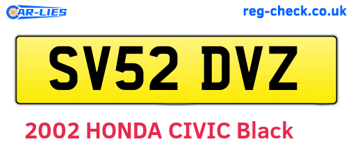 SV52DVZ are the vehicle registration plates.