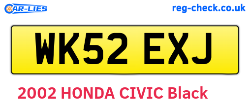 WK52EXJ are the vehicle registration plates.