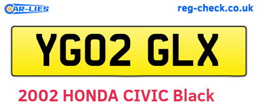 YG02GLX are the vehicle registration plates.
