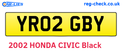 YR02GBY are the vehicle registration plates.