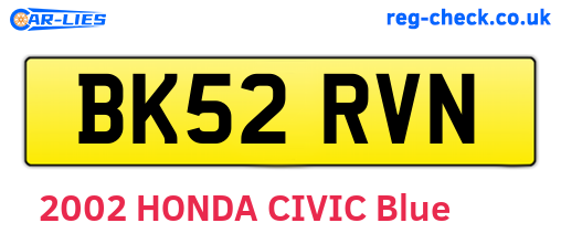 BK52RVN are the vehicle registration plates.